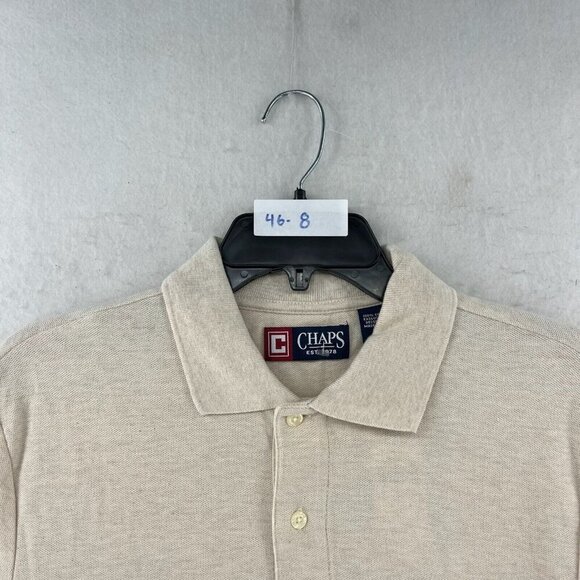 Chaps Ralph Lauren Polo Shirt Men's Sz S Oatmeal Cream High Low Hem Short Sleeve - Picture 13 of 13